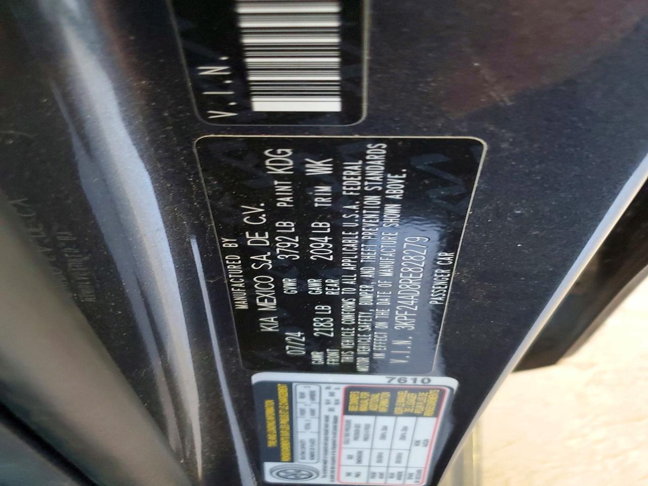 2024 Kia Forte lxs VIN 3KPF24AD8RE828279 photo 12