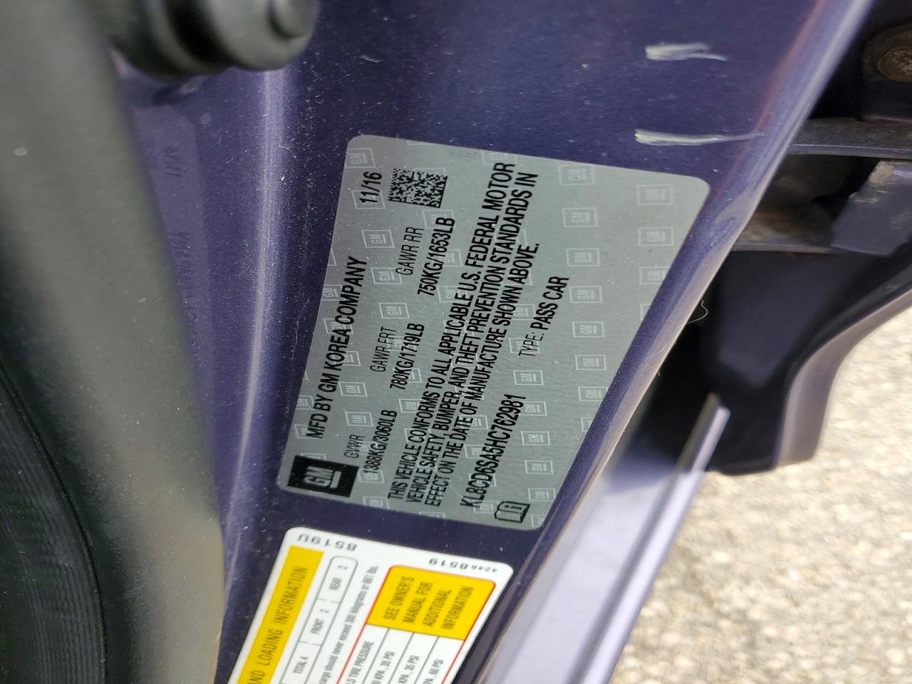 2017 CHEV Spark VIN KL8CD6SA5HC762981 photo 12