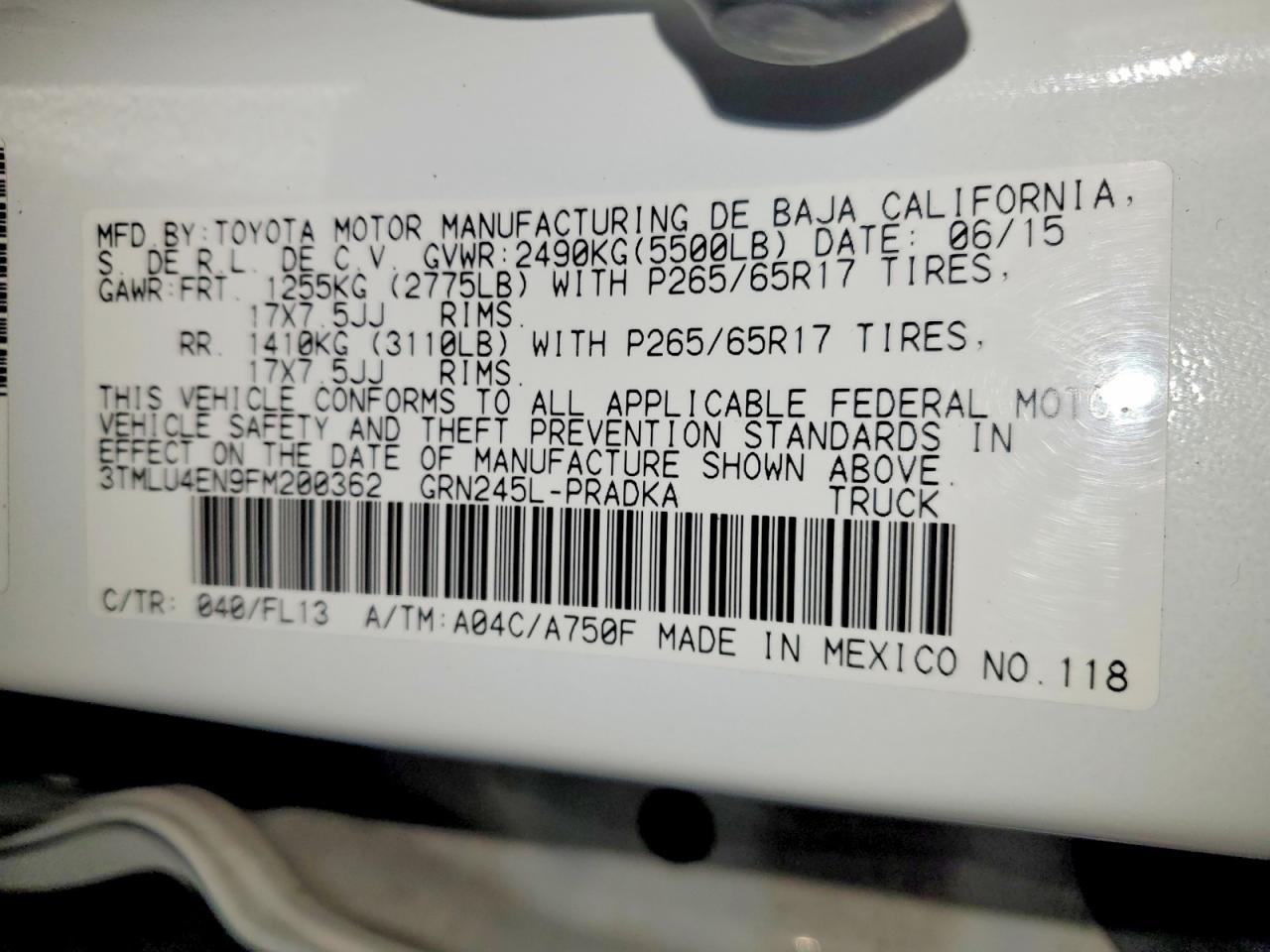 2015 TOYOTA Tacoma v6 VIN 3TMLU4EN9FM200362 photo 12