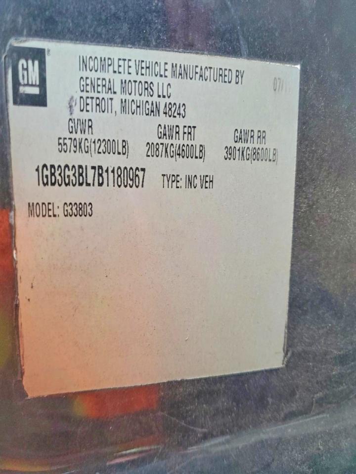 2011 CHEVROLET Express VIN 1GB3G3BL7B1180967 photo 10