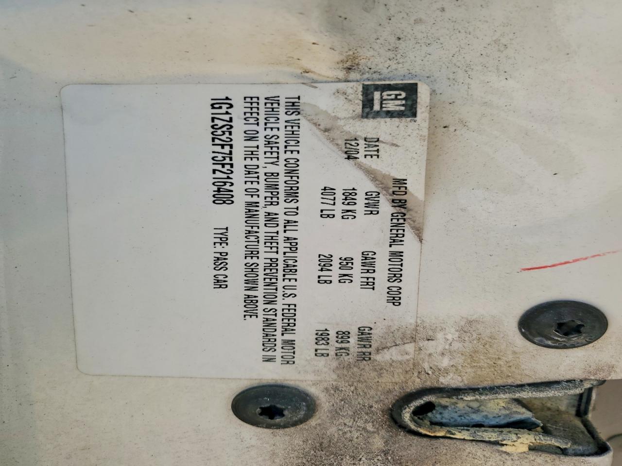 2005 CHEV Malibu VIN 1G1ZS52F75F216408 photo 12