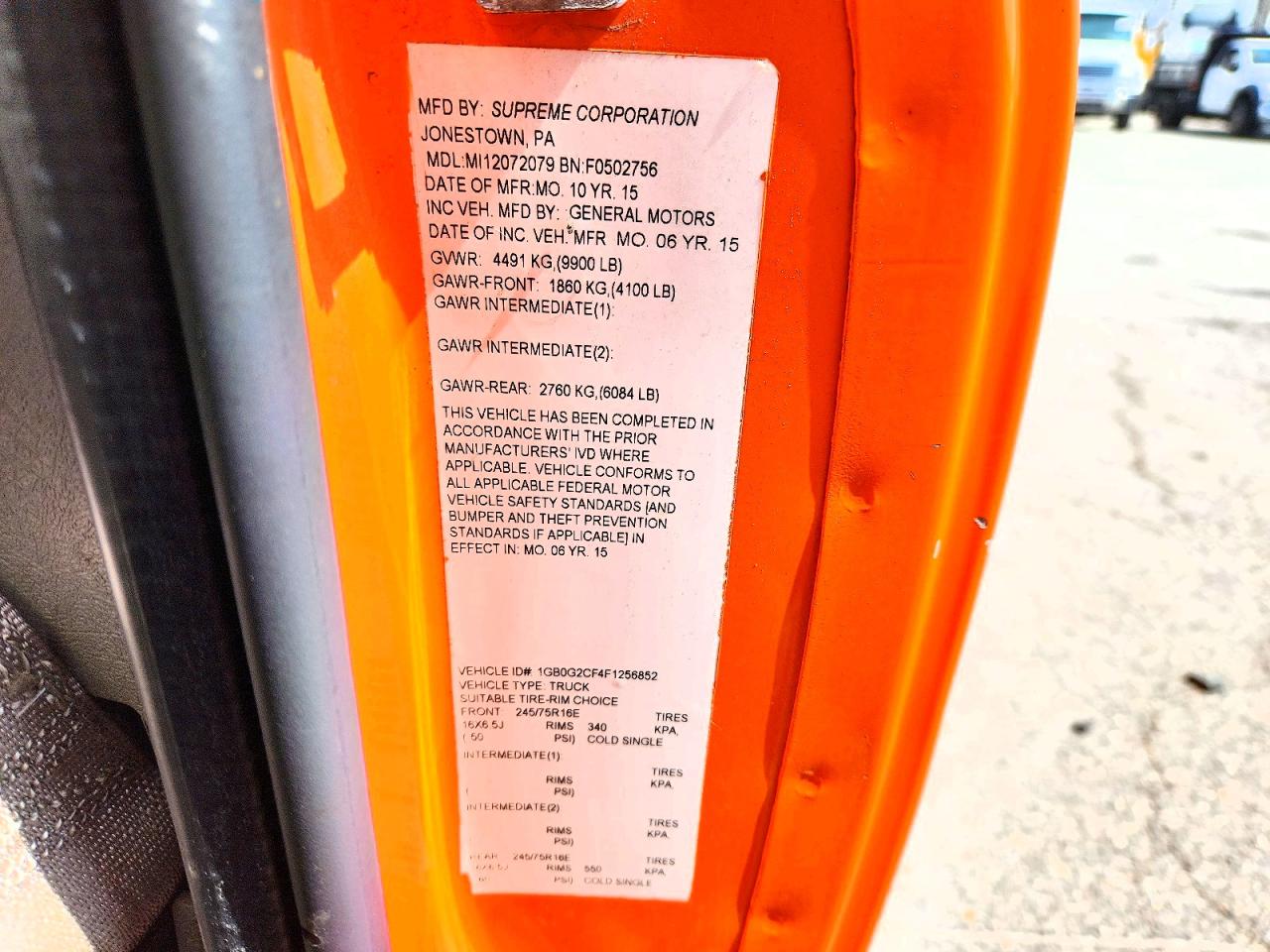 2015 CHEV Express VIN 1GB0G2CF4F1256852 photo 12