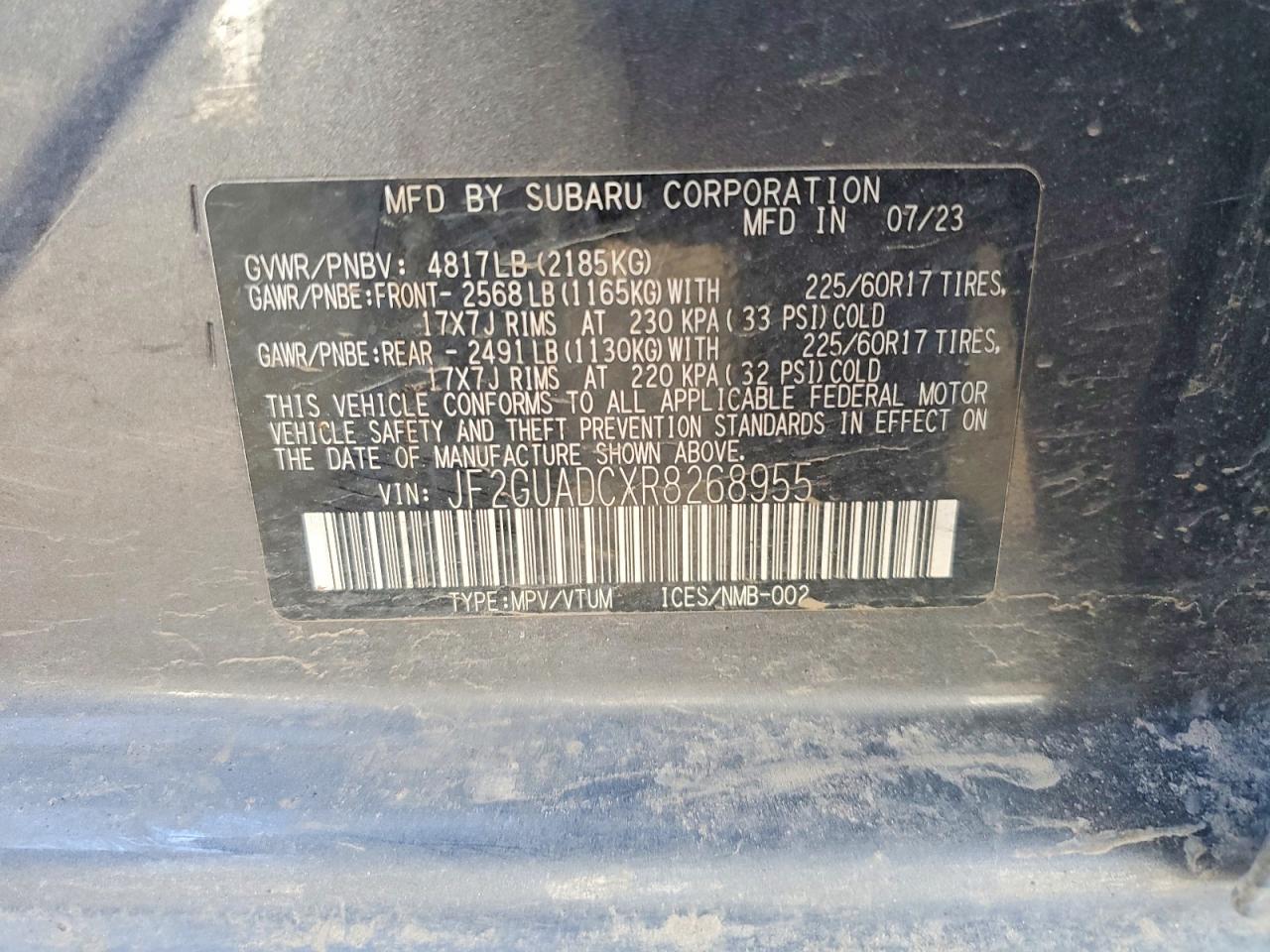 2024 Subaru Crosstrek VIN JF2GUADCXR8268955 photo 12