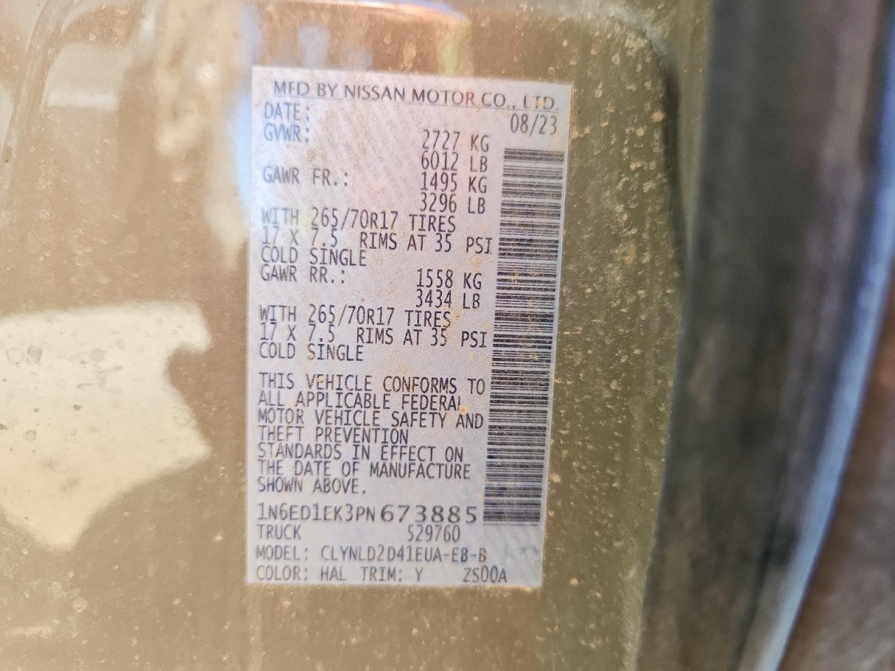 2023 Nissan Frontier VIN 1N6ED1EK3PN673885 photo 12
