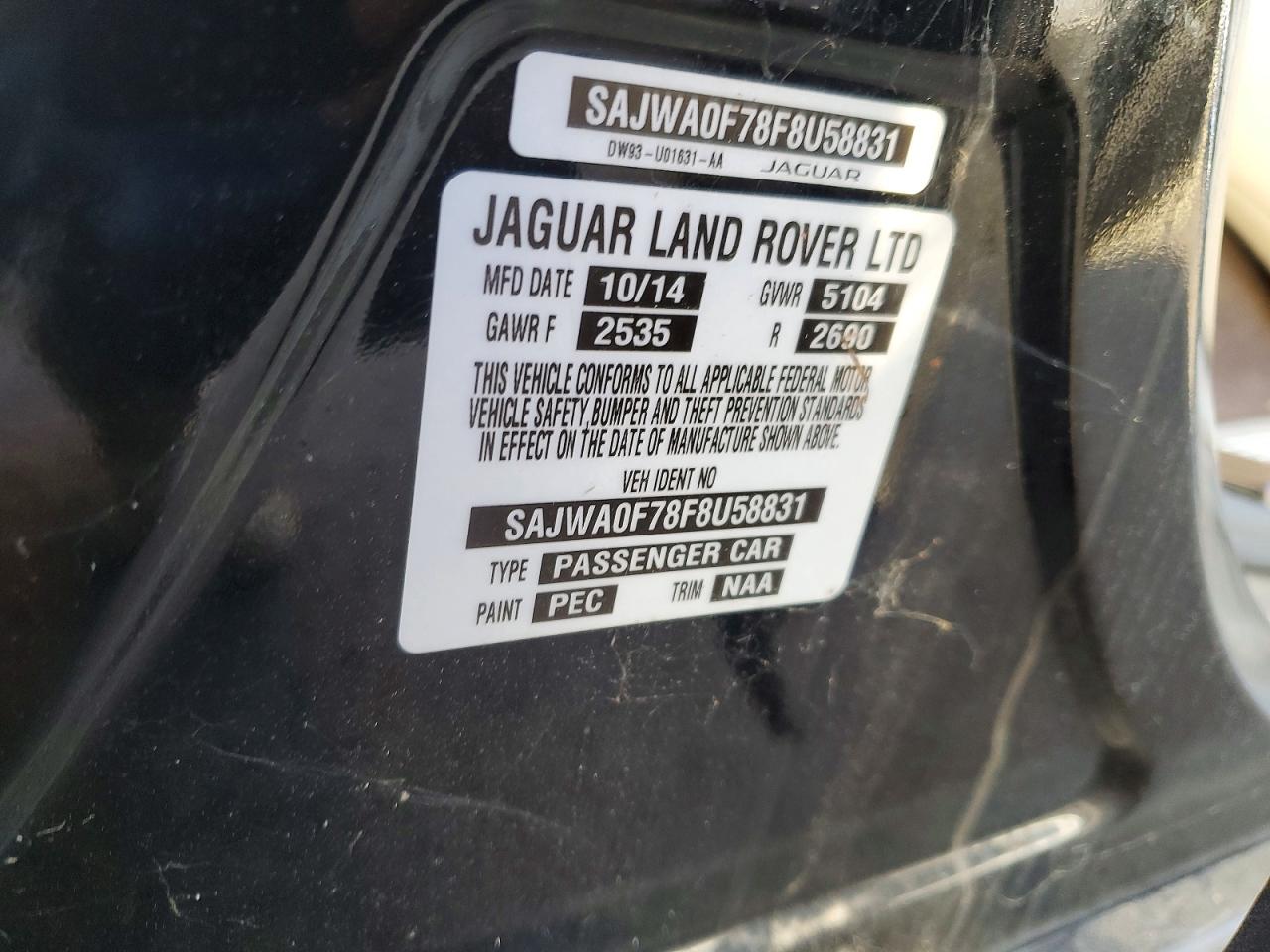 2015 Jaguar Xf VIN SAJWA0F78F8U58831 photo 12