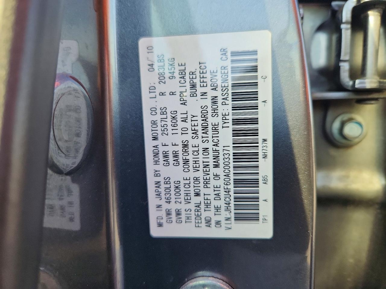 2010 Acura Tsx VIN JH4CU4F60AC003371 photo 12