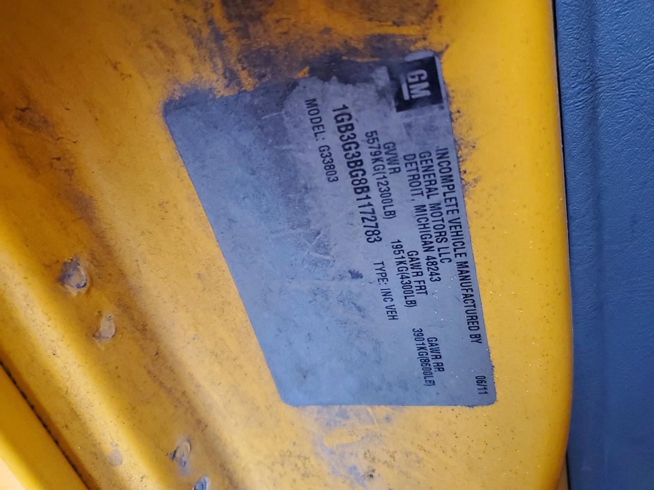 2011 COLLINS Express VIN 1GB3G3BG8B1172783 photo 10