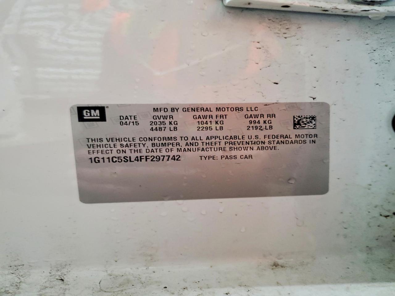 2015 CHEV Malibu VIN 1G11C5SL4FF297742 photo 12