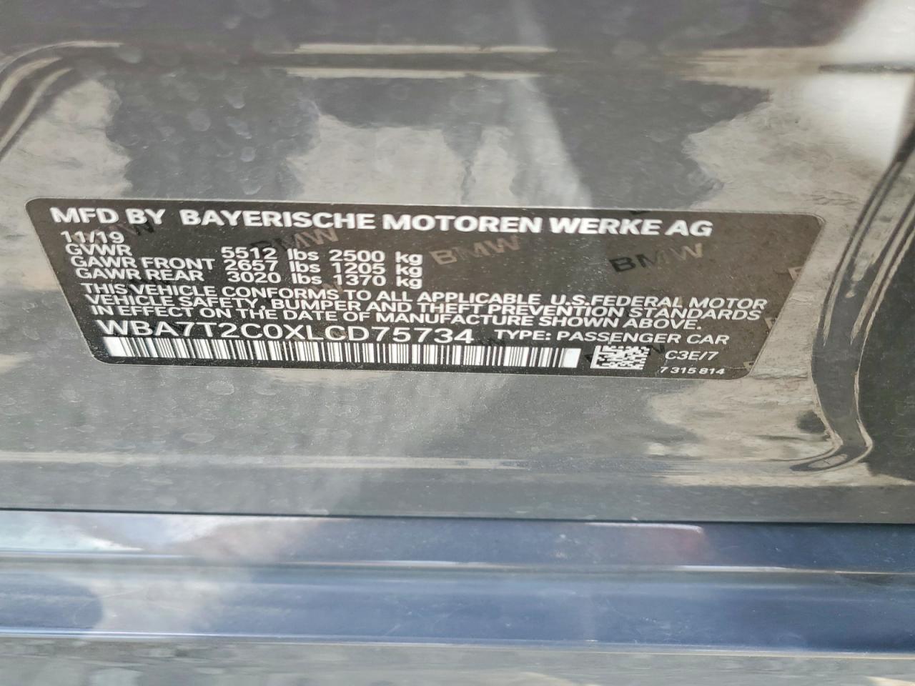 2020 BMW 7 series VIN WBA7T2C0XLCD75734 photo 12