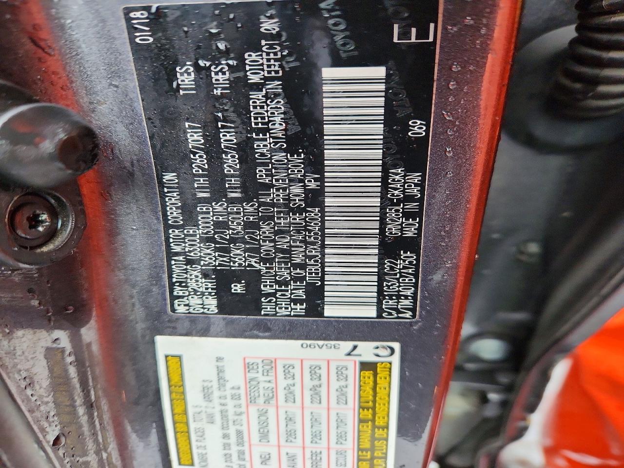 2018 Toyota 4runner VIN JTEBU5JRXJ5546084 photo 12