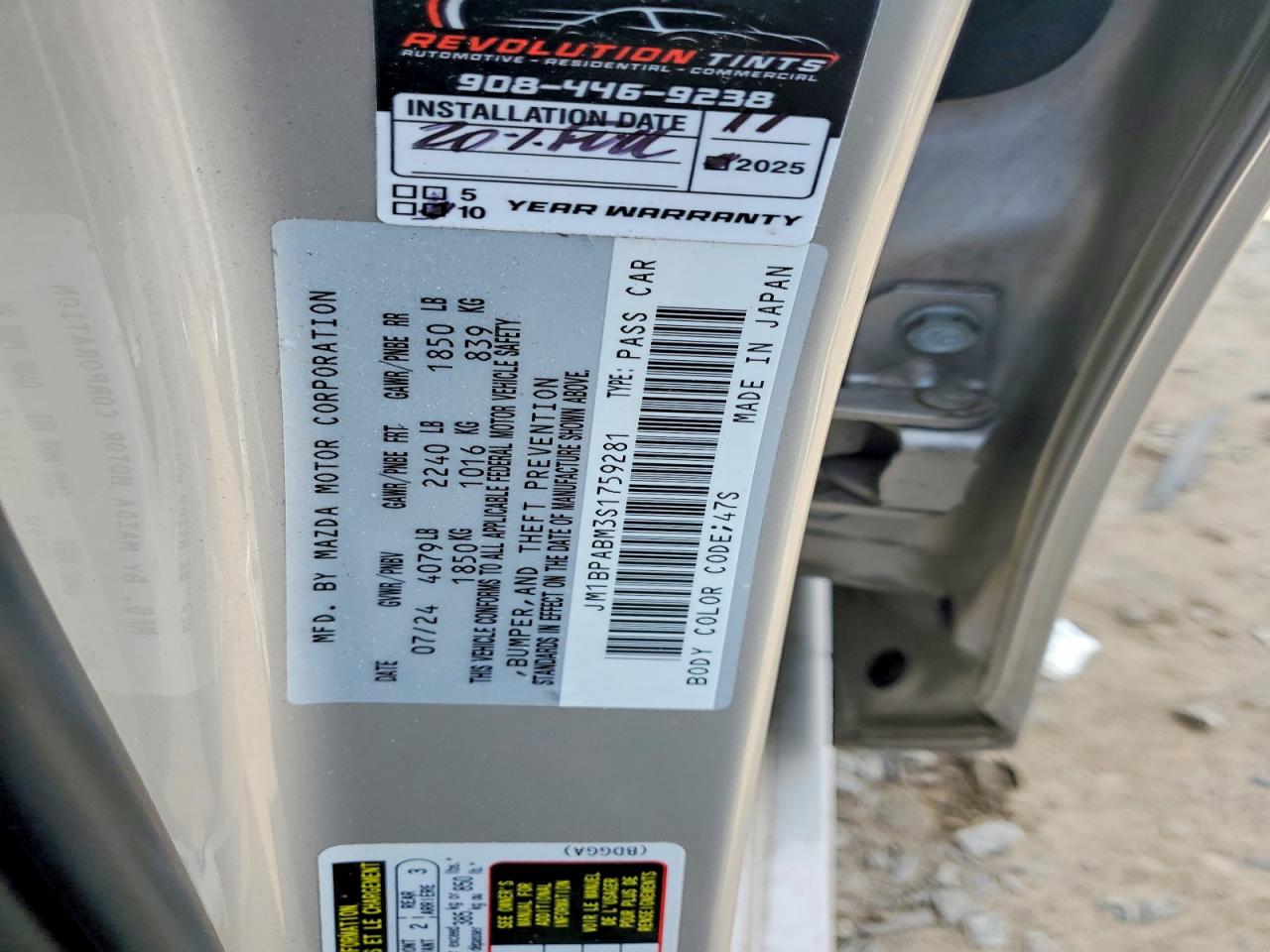 2025 Mazda Mazda3 VIN JM1BPABM3S1759281 photo 12