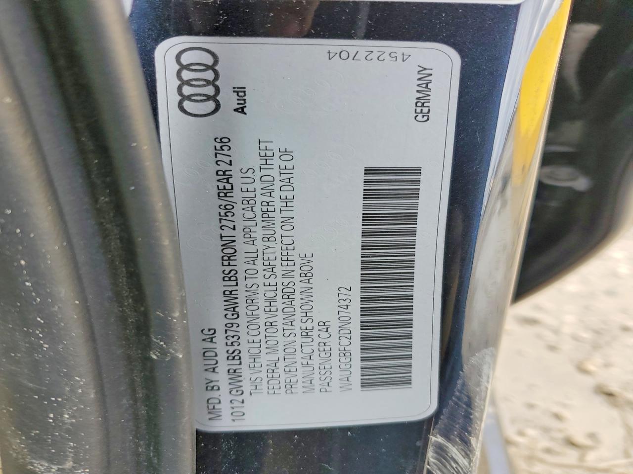 2013 Audi A6 VIN WAUGGBFC2DN074372 photo 12