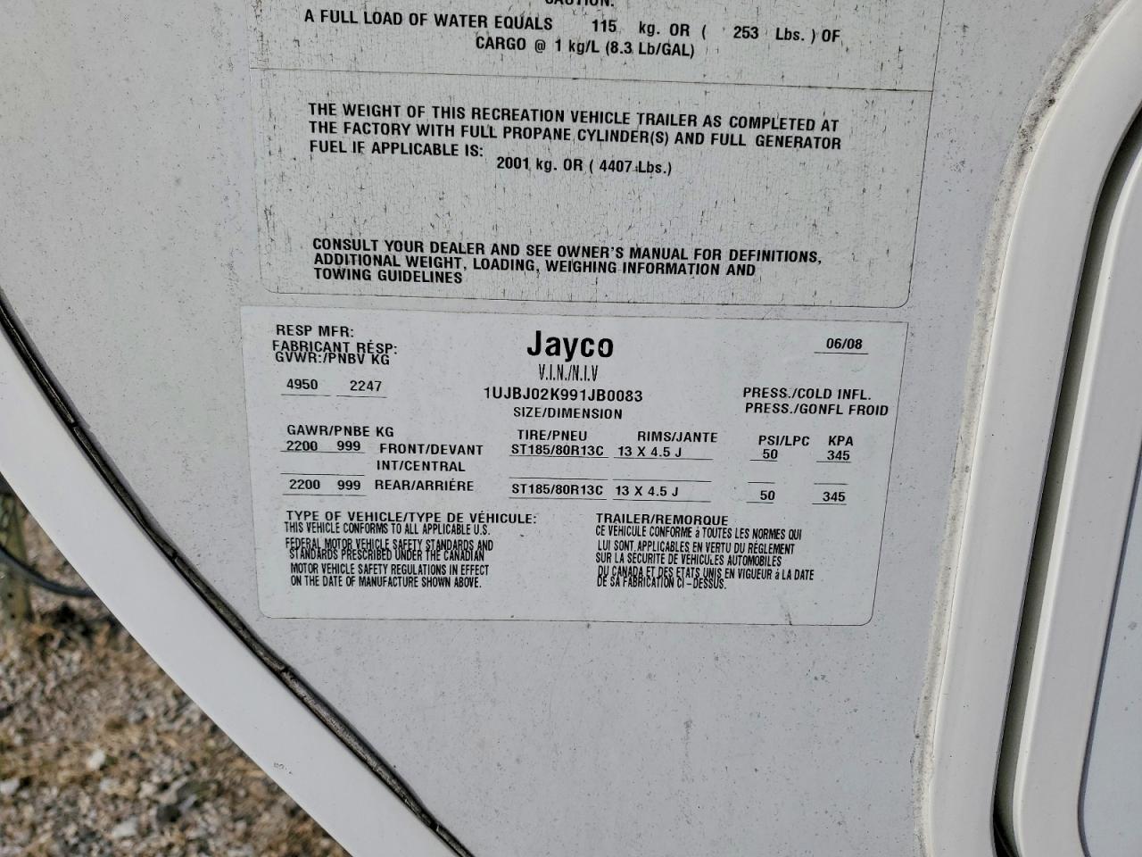 2009 JAYCO Trailer VIN 1UJBJ02K991JB0083 photo 10