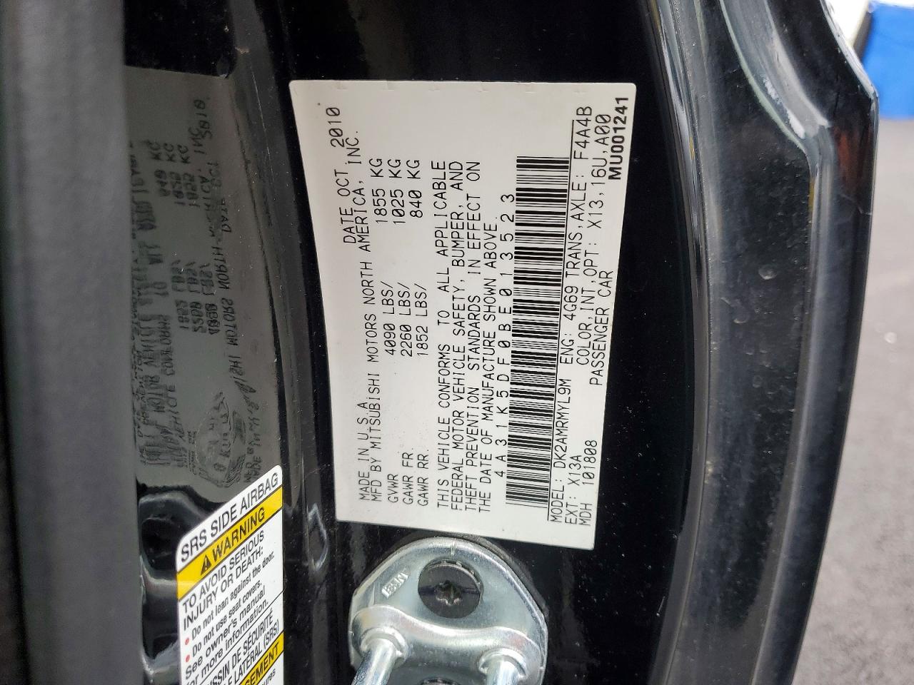 2011 Mitsubishi ECLIPSE VIN 4A31K5DF0BE013523 photo 12