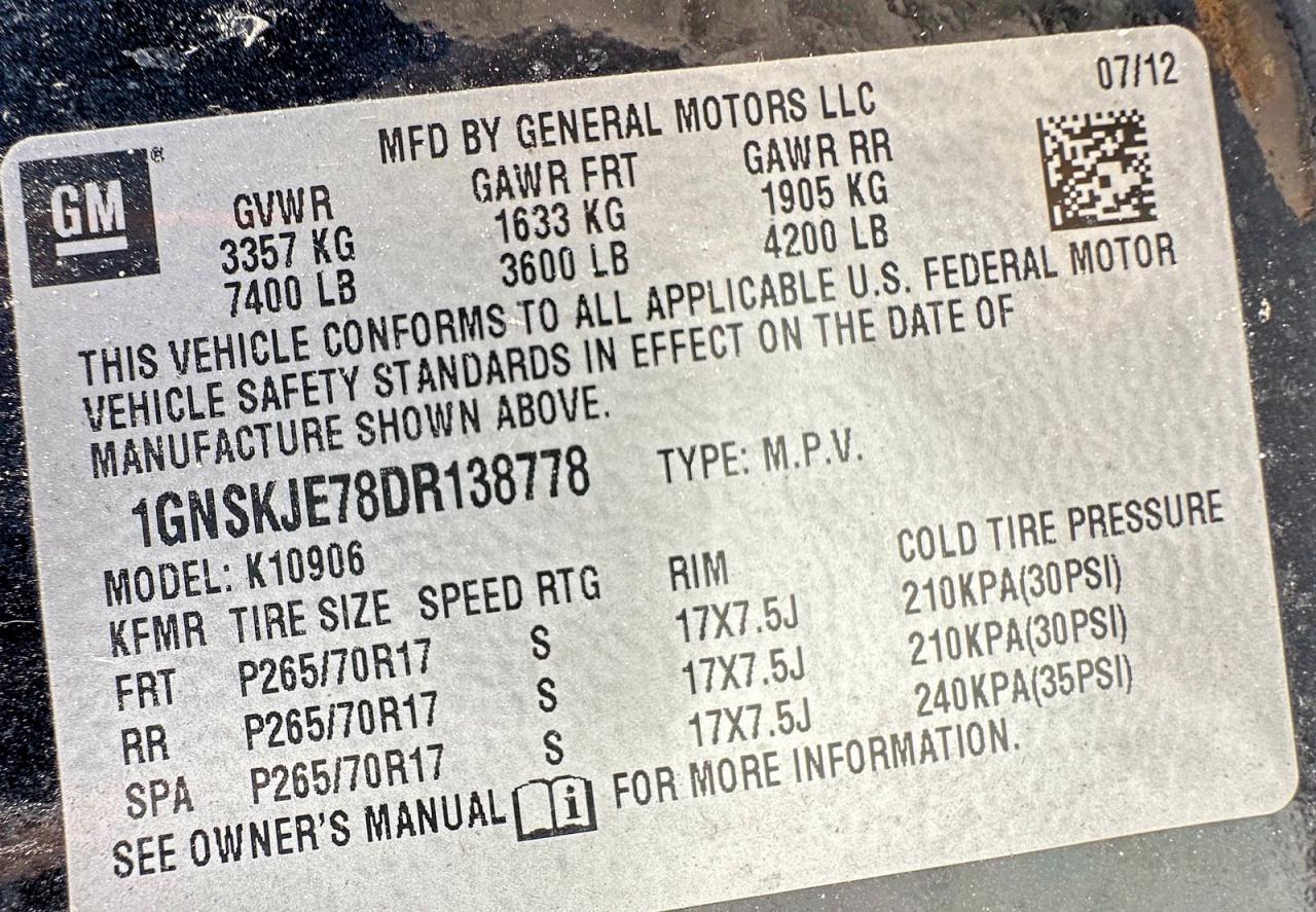 2013 Chevrolet Suburban VIN 1GNSKJE78DR138778 photo 10
