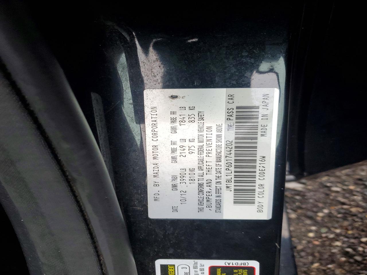 2013 MAZDA 3 VIN JM1BL1LP6D1744202 photo 12