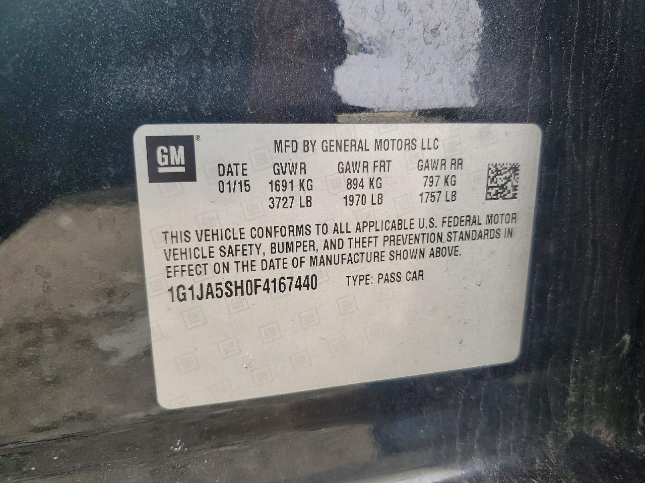 2015 CHEV Sonic VIN 1G1JA5SH0F4167440 photo 12