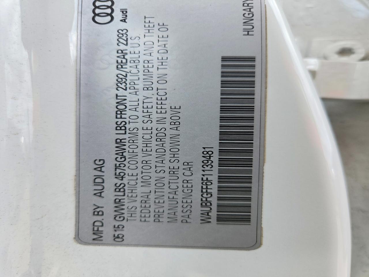2015 Audi S3 VIN WAUBFGFF6F1139481 photo 12