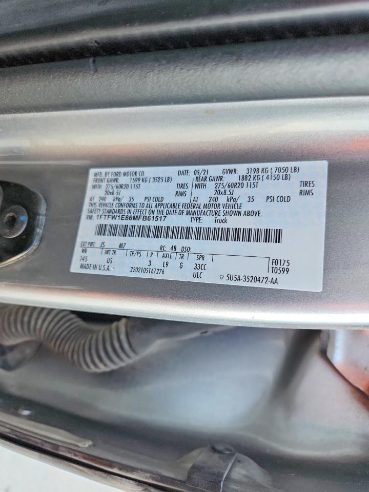 2021 Ford F150 VIN 1FTFW1E86MFB61517 photo 12
