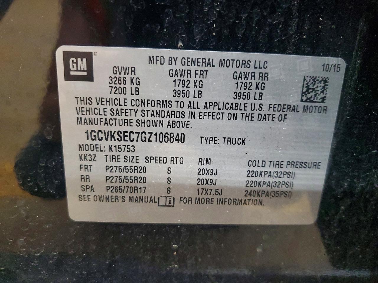 2016 CHEV Silverado VIN 1GCVKSEC7GZ106840 photo 12