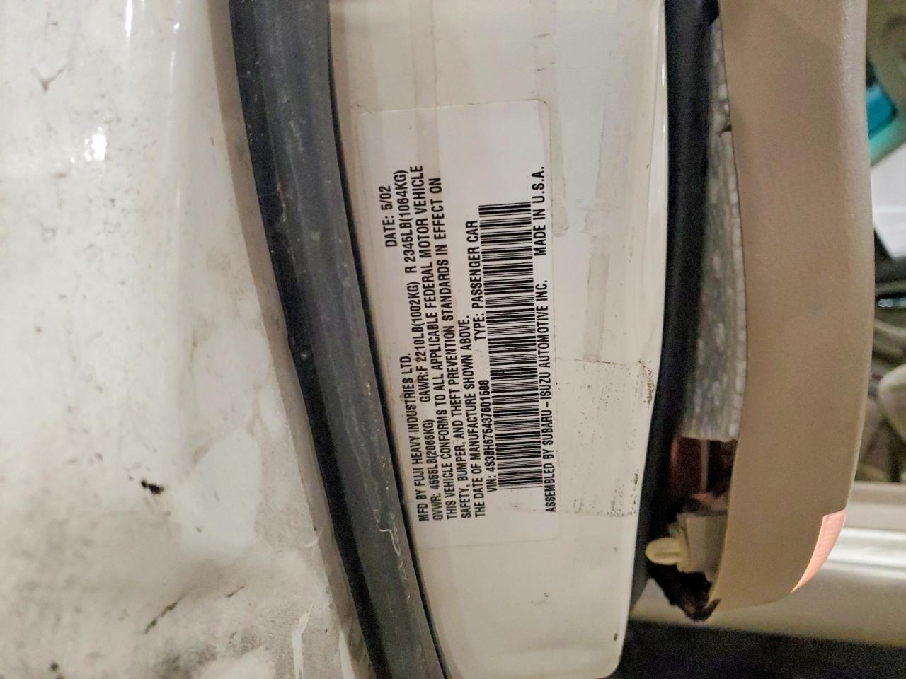 2003 SUBARU LEGACY VIN 4S3BH675437601588 photo 12