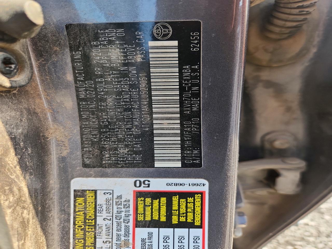 2020 Toyota Camry sola VIN 4T1C31AK4LU529051 photo 12