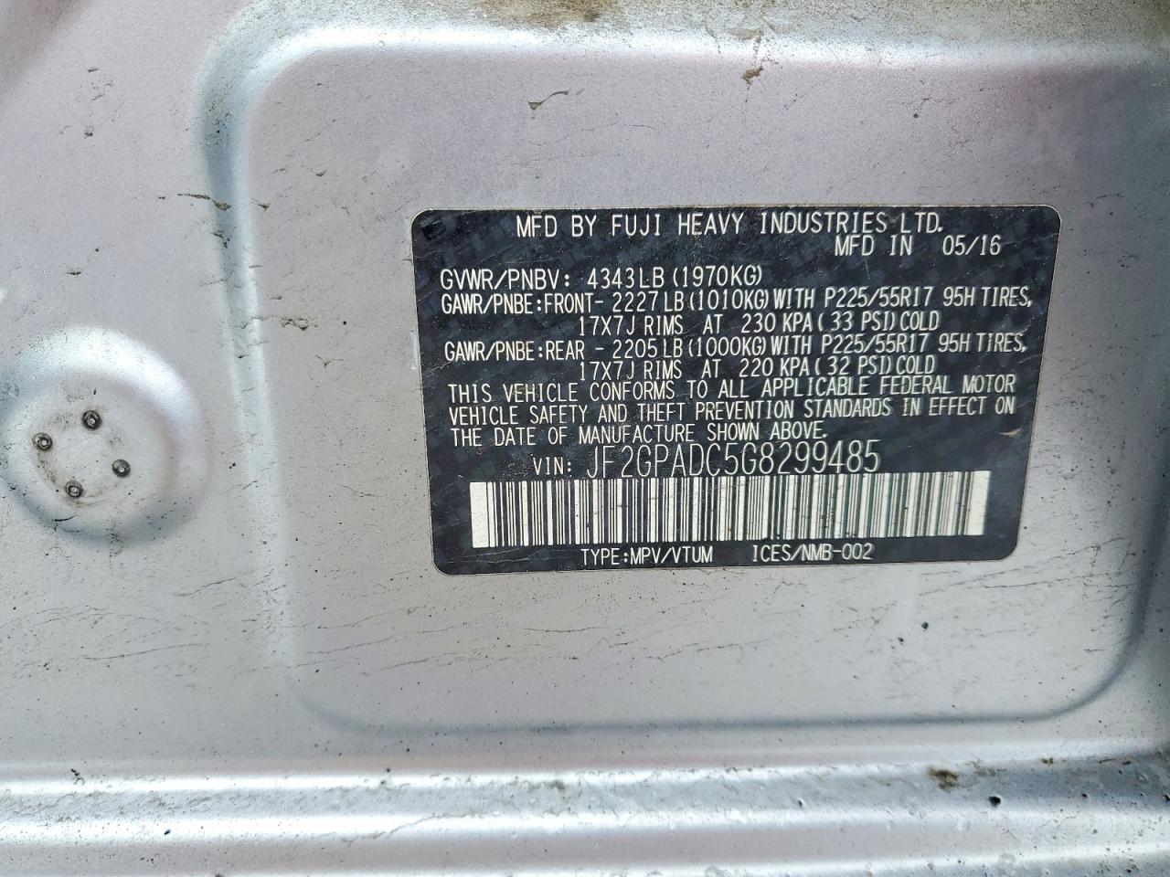 2016 Subaru Crosstrek VIN JF2GPADC5G8299485 photo 12