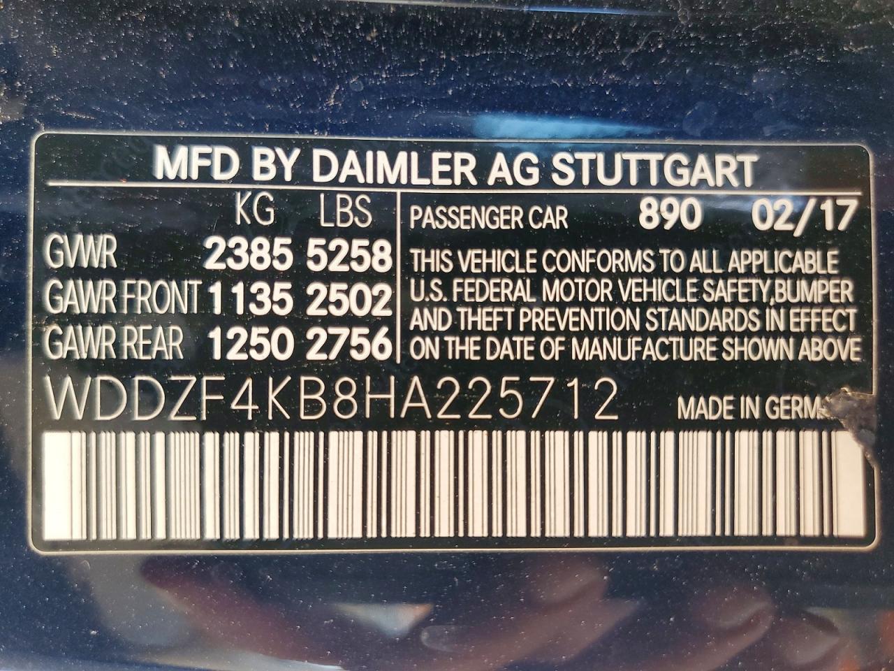 2017 Mercedes-Benz E-class VIN WDDZF4KB8HA225712 photo 12