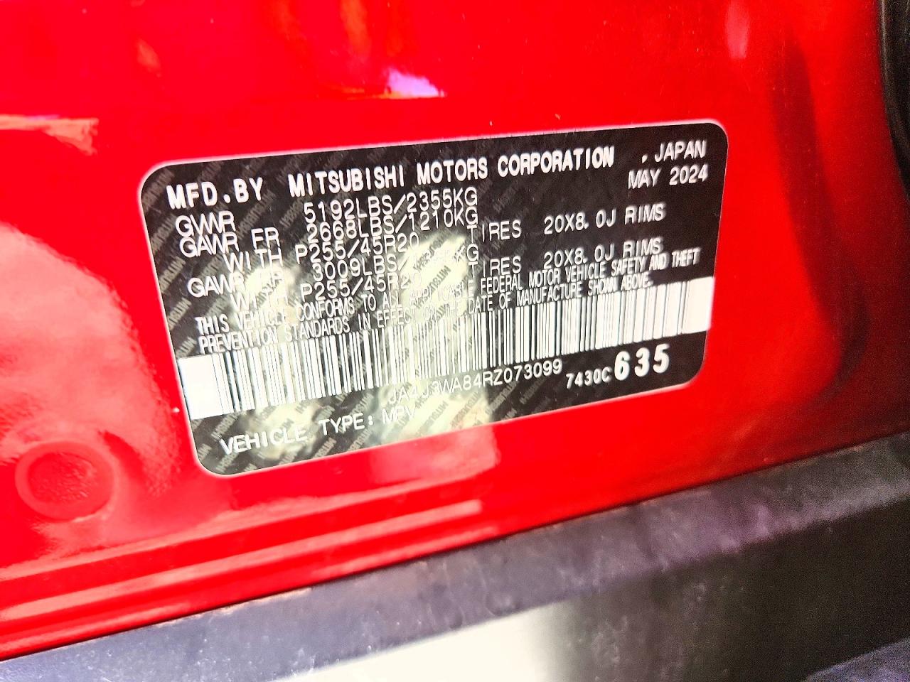 2024 Mitsubishi Outlander VIN JA4J3WA84RZ073099 photo 12