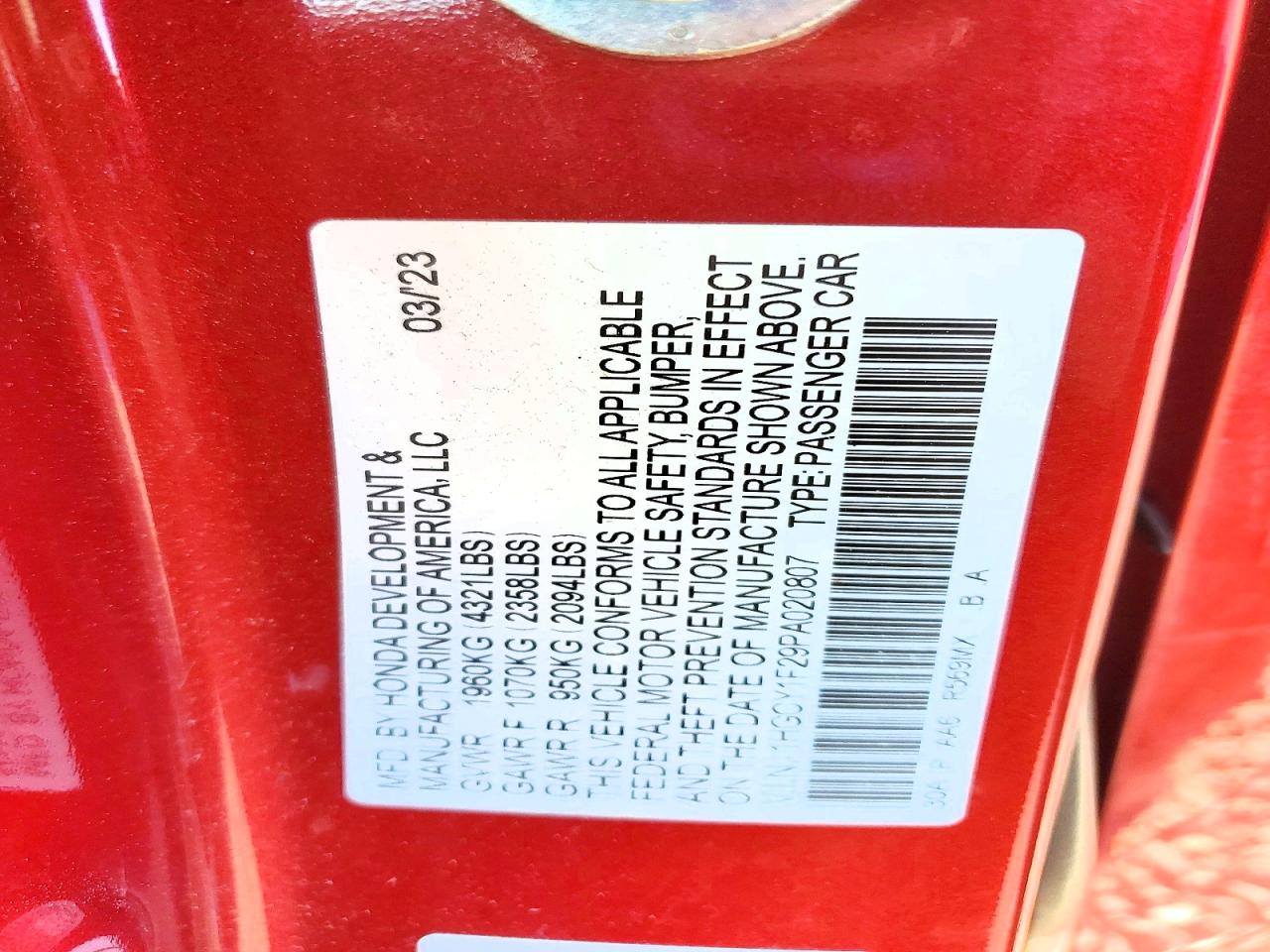2023 Honda Accord VIN 1HGCY1F29PA020807 photo 12