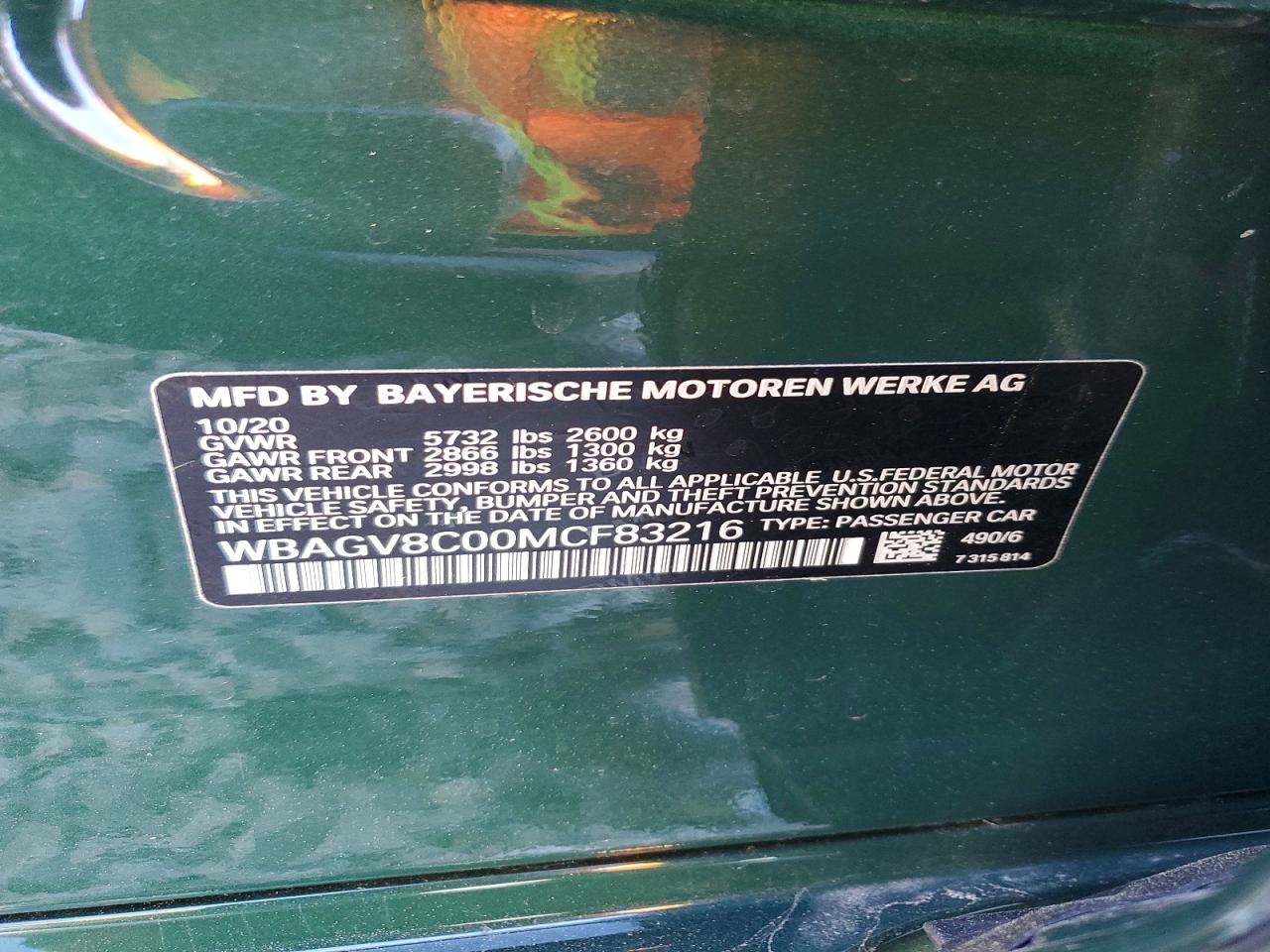 2021 BMW M8 VIN WBAGV8C00MCF83216 photo 12