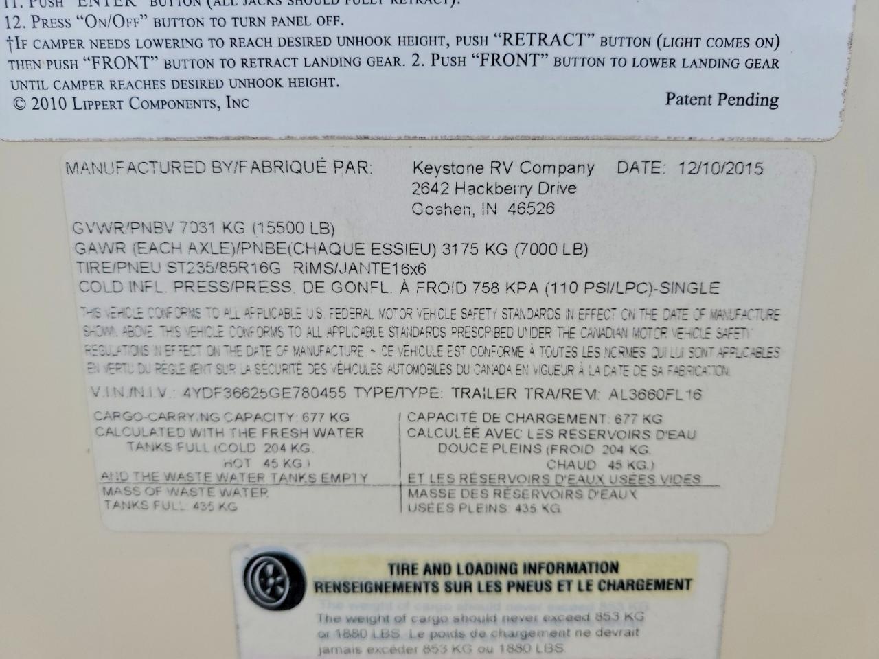 2016 KEYSTONE Unknown VIN 4YDF36625GE780455 photo 10