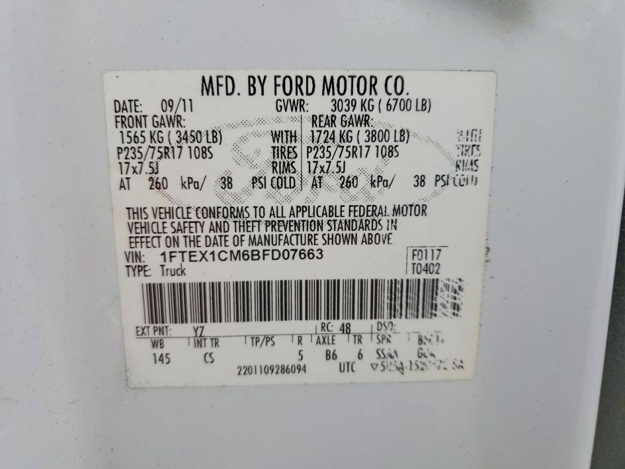 2011 Ford F150 VIN 1FTEX1CM6BFD07663 photo 12