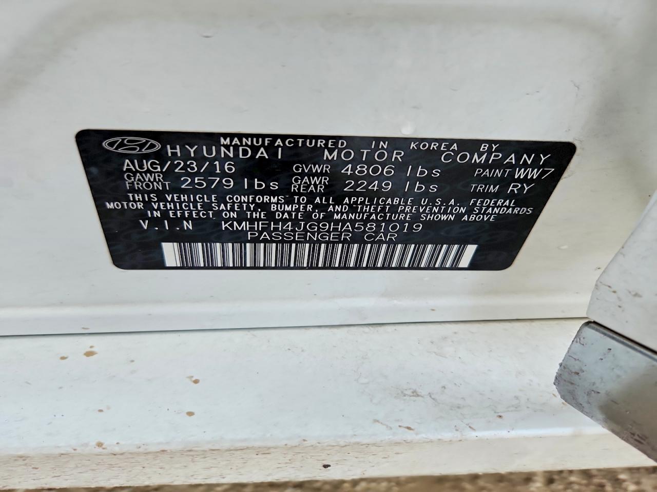 2017 Hyundai Azera VIN KMHFH4JG9HA581019 photo 12