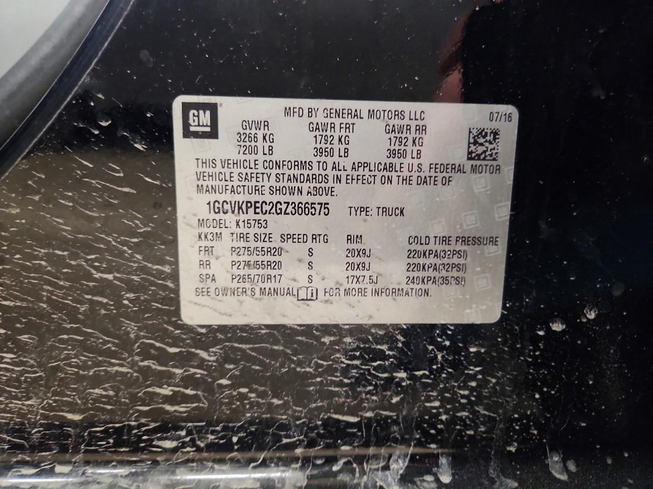 2016 Chevrolet All models VIN 1GCVKPEC2GZ366575 photo 12