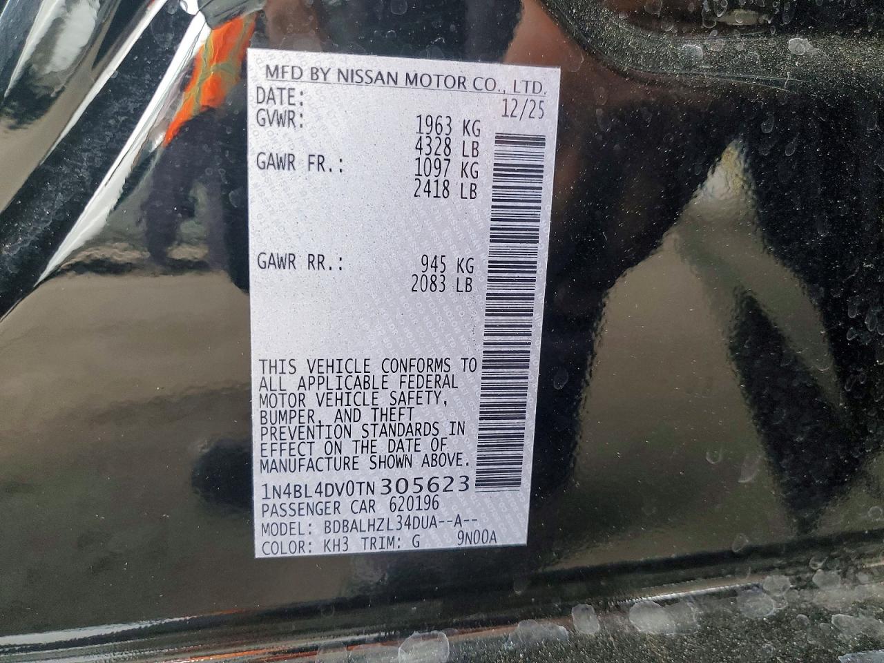 2026 Nissan Altima VIN 1N4BL4DV0TN305623 photo 12
