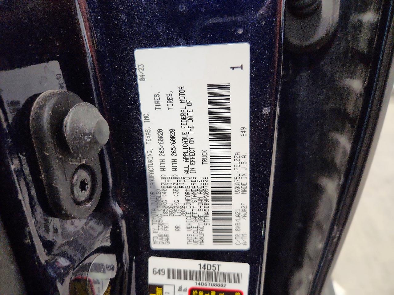 2023 Toyota Tundra VIN 5TFNA5DB9PX097826 photo 12
