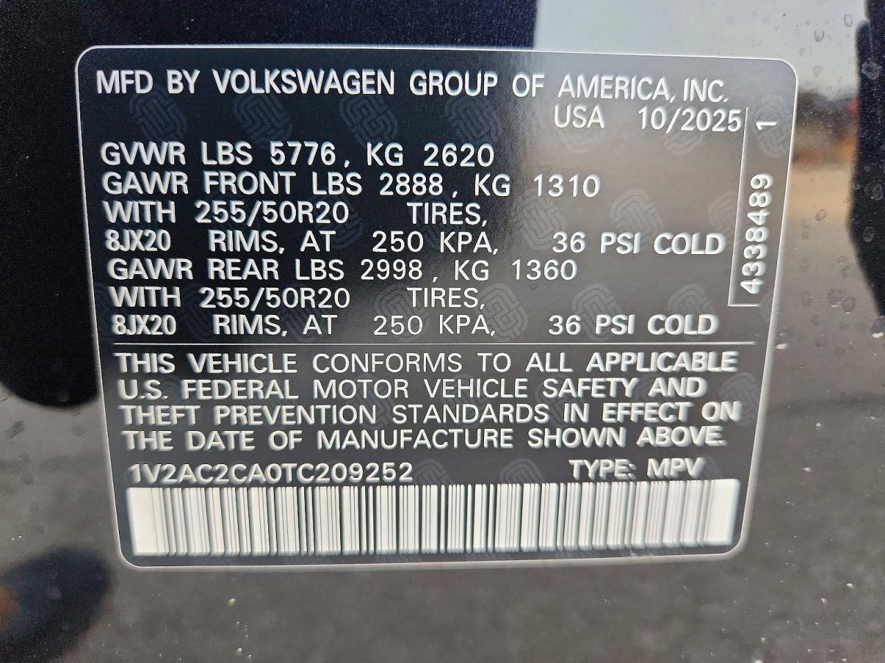 2026 Volkswagen Atlas VIN 1V2AC2CA0TC209252 photo 12