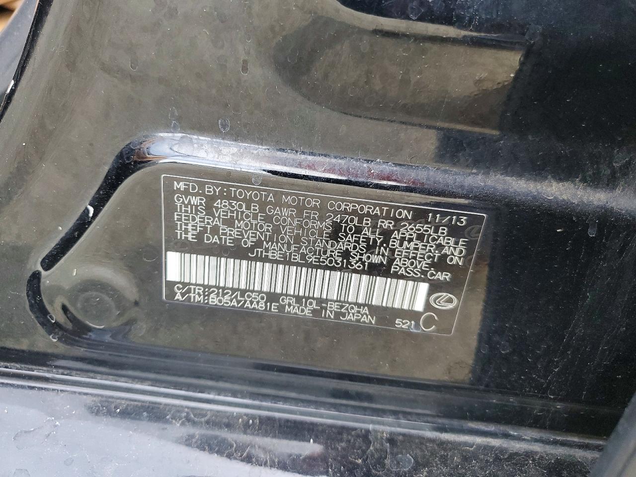 2014 Lexus Gs VIN JTHBE1BL9E5031361 photo 12
