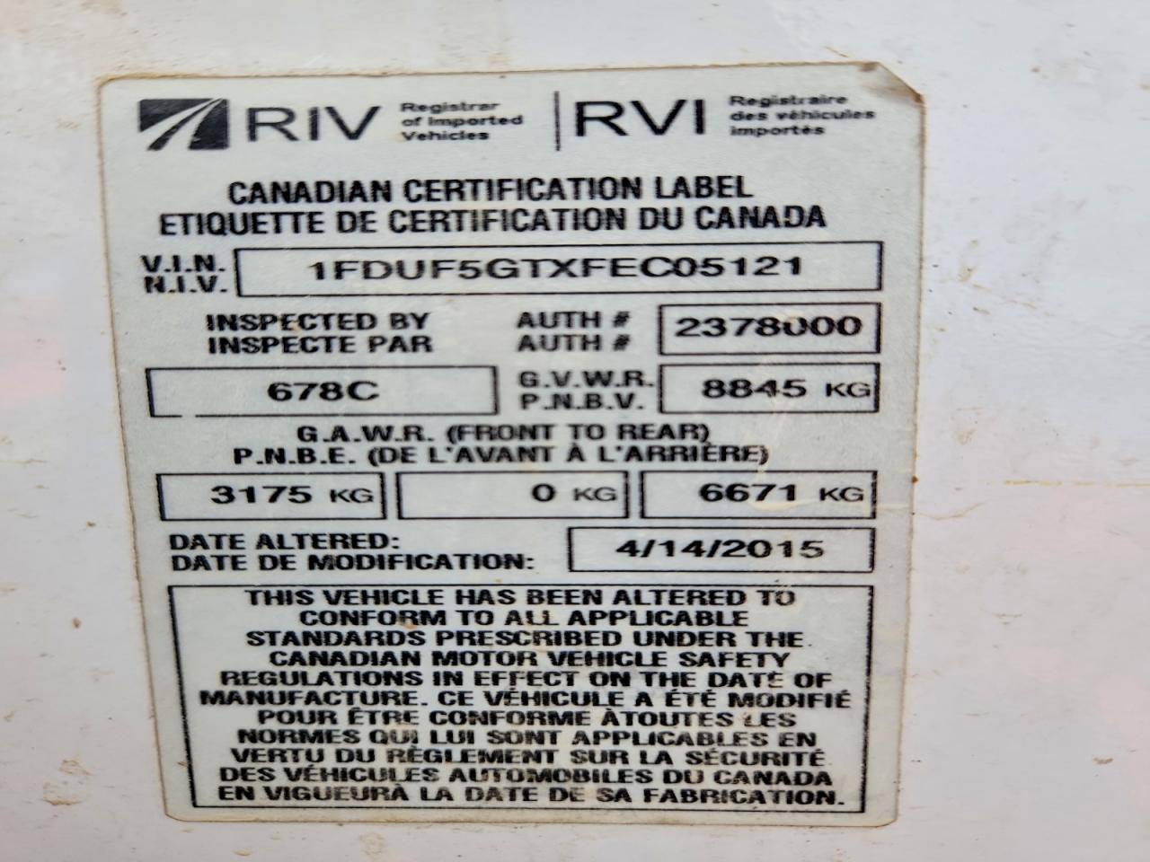 2015 Ford F550 VIN 1FDUF5GTXFEC05121 photo 10