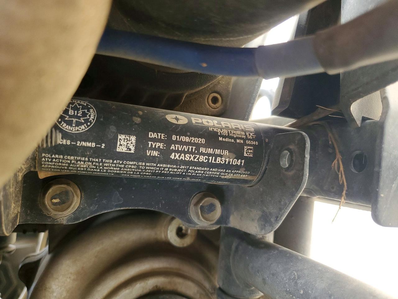 2020 Polaris Atv VIN 4XASXZ8C1LB311041 photo 10