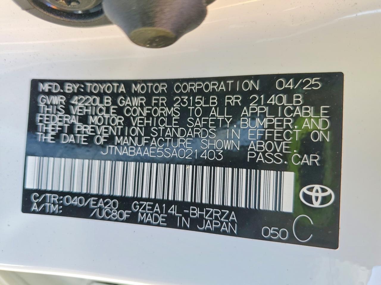 2025 Toyota Gr corolla VIN JTNABAAE5SA021403 photo 12