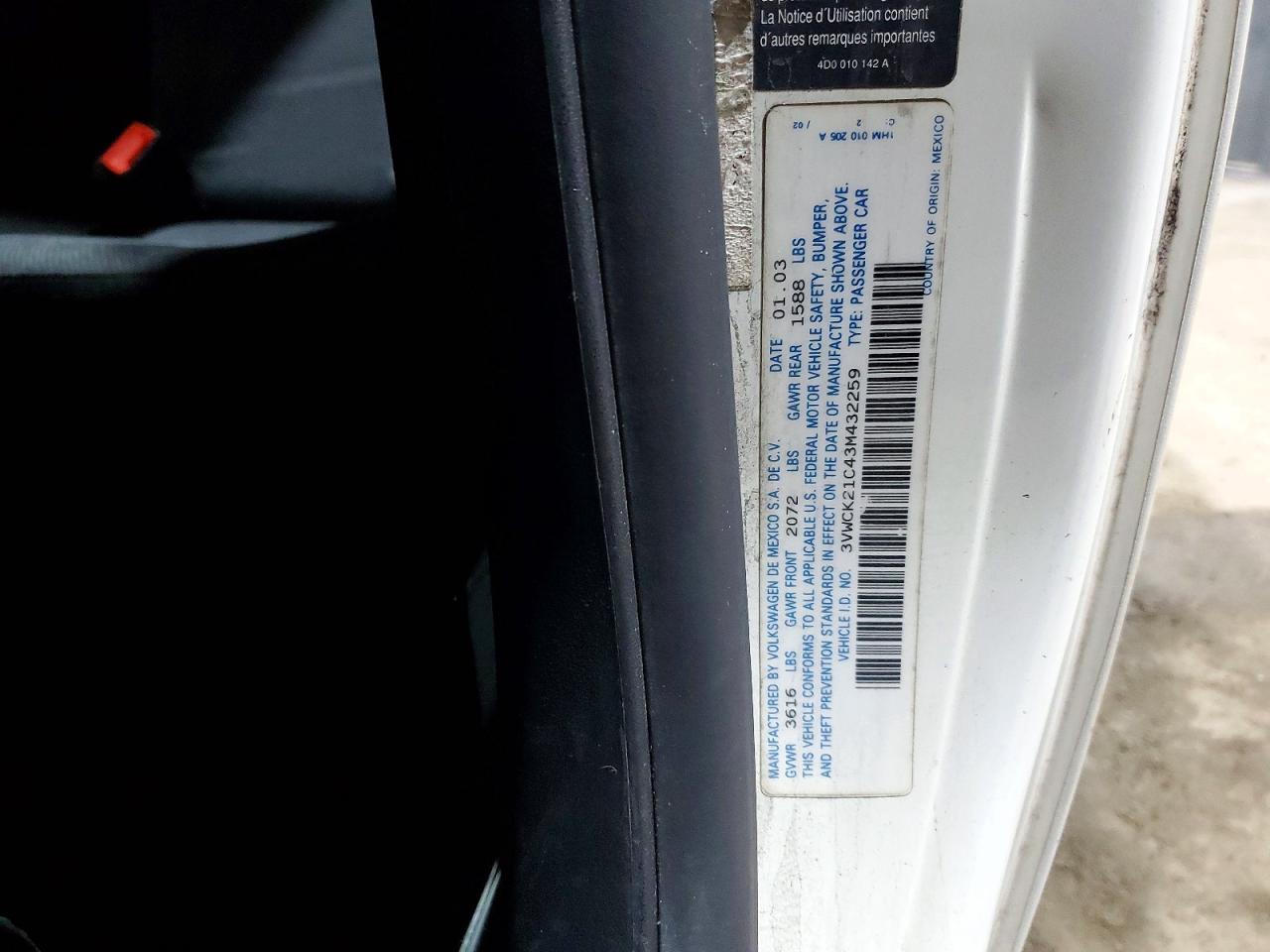 2003 Volkswagen Beetle VIN 3VWCK21C43M432259 photo 12