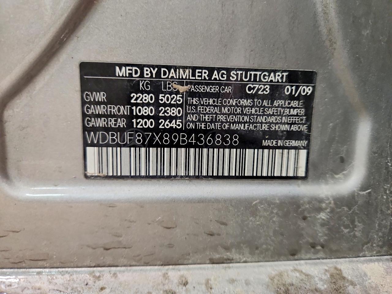 2009 MERCEDES E-class VIN WDBUF87X89B436838 photo 12