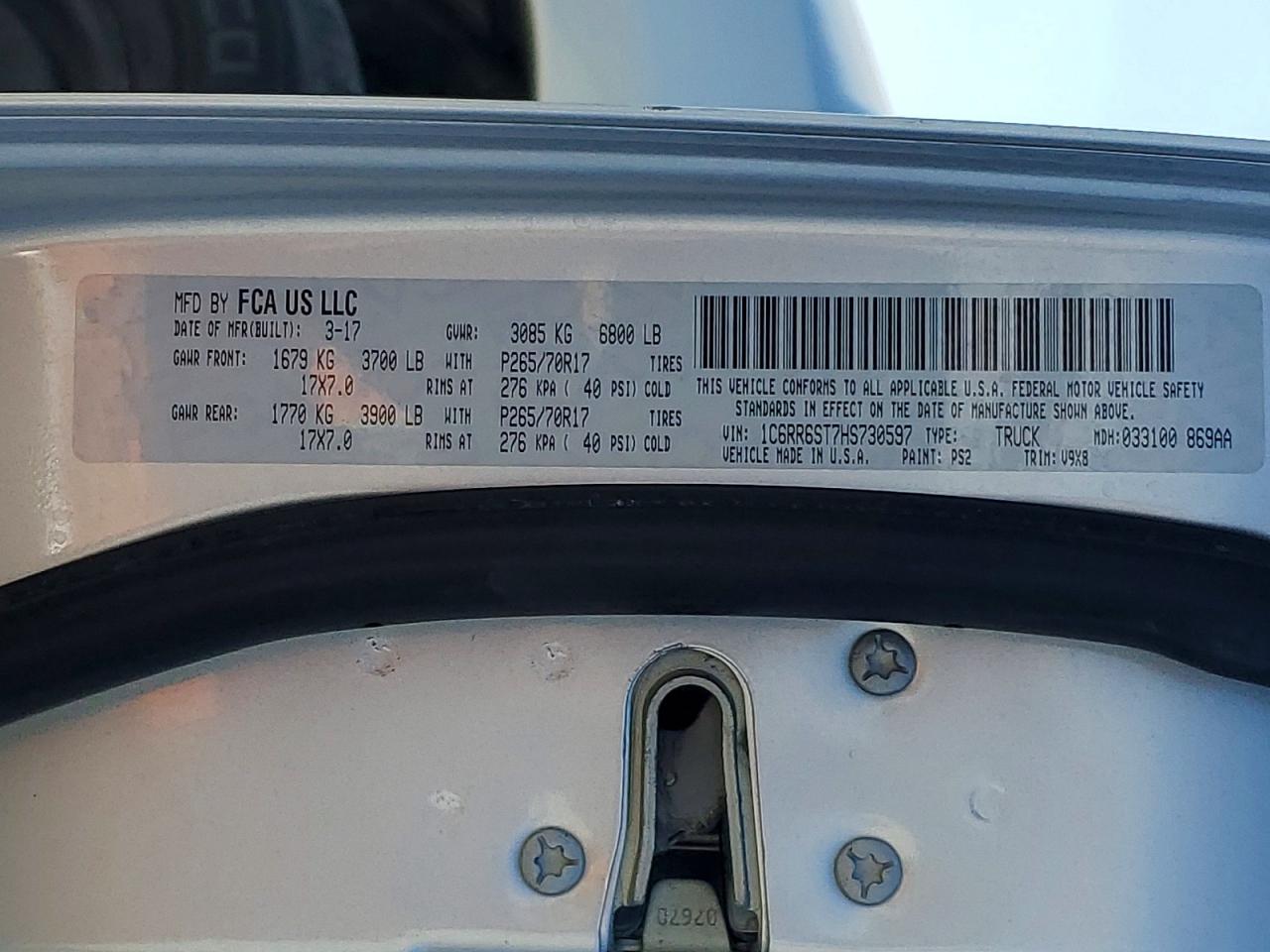 2017 Ram 1500 VIN 1C6RR6ST7HS730597 photo 12