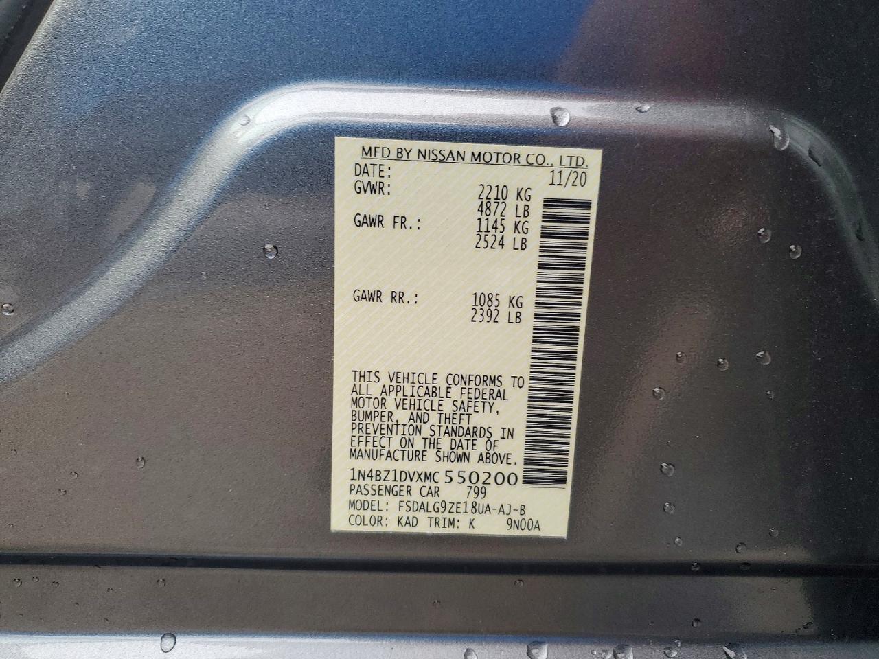 2021 Nissan Leaf VIN 1N4BZ1DVXMC550200 photo 12