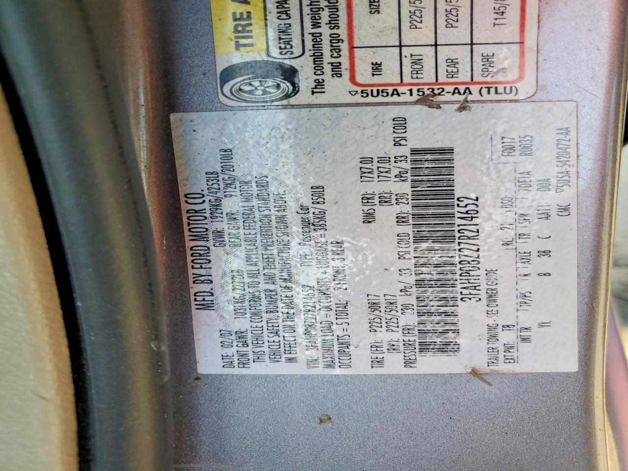 2007 Ford Fusion VIN 3FAHP08Z27R214652 photo 12