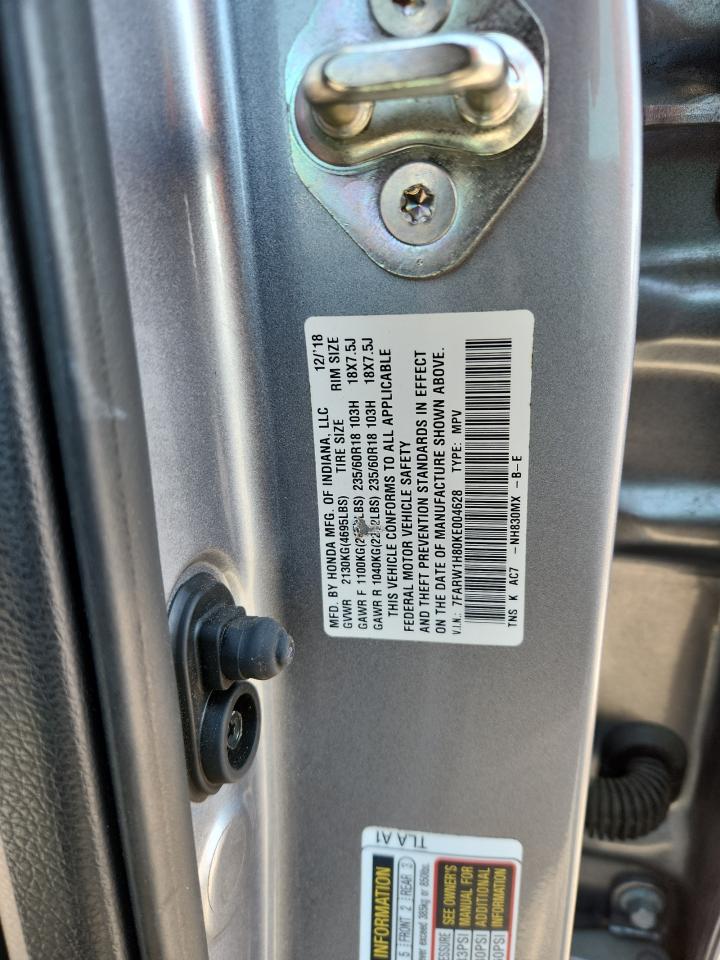 2019 Honda Crv VIN 7FARW1H80KE004628 photo 12