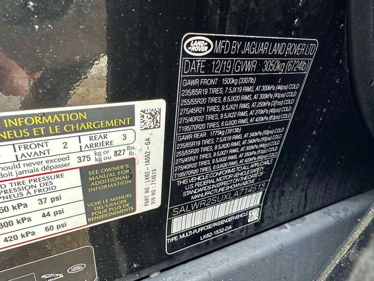 2020 Land Rangerover VIN SALWR2SUXLA714513 photo 9