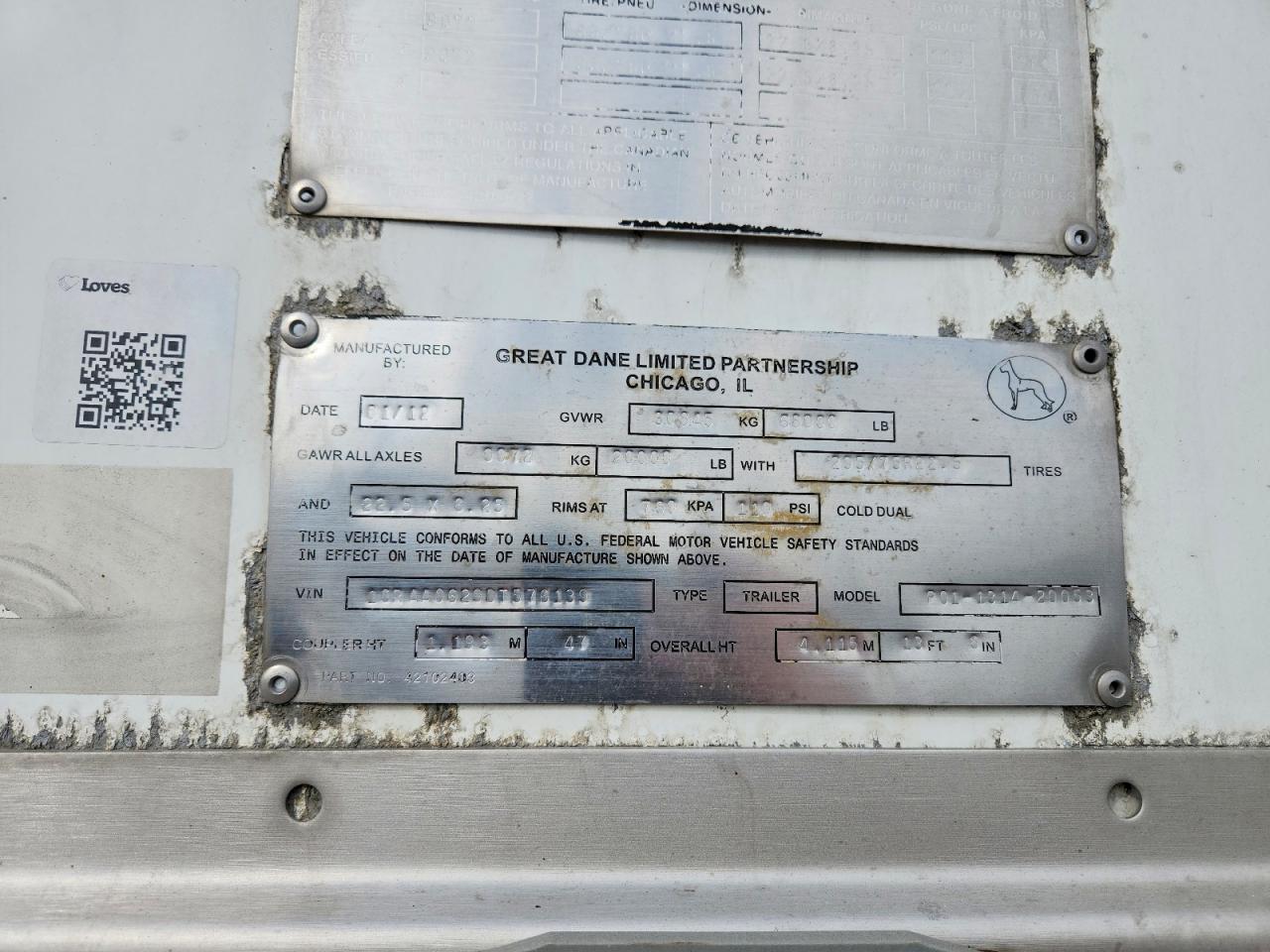2013 GREAT DANE TRAILERS TRAILER VIN 1GRAA0629DT576139 photo 10